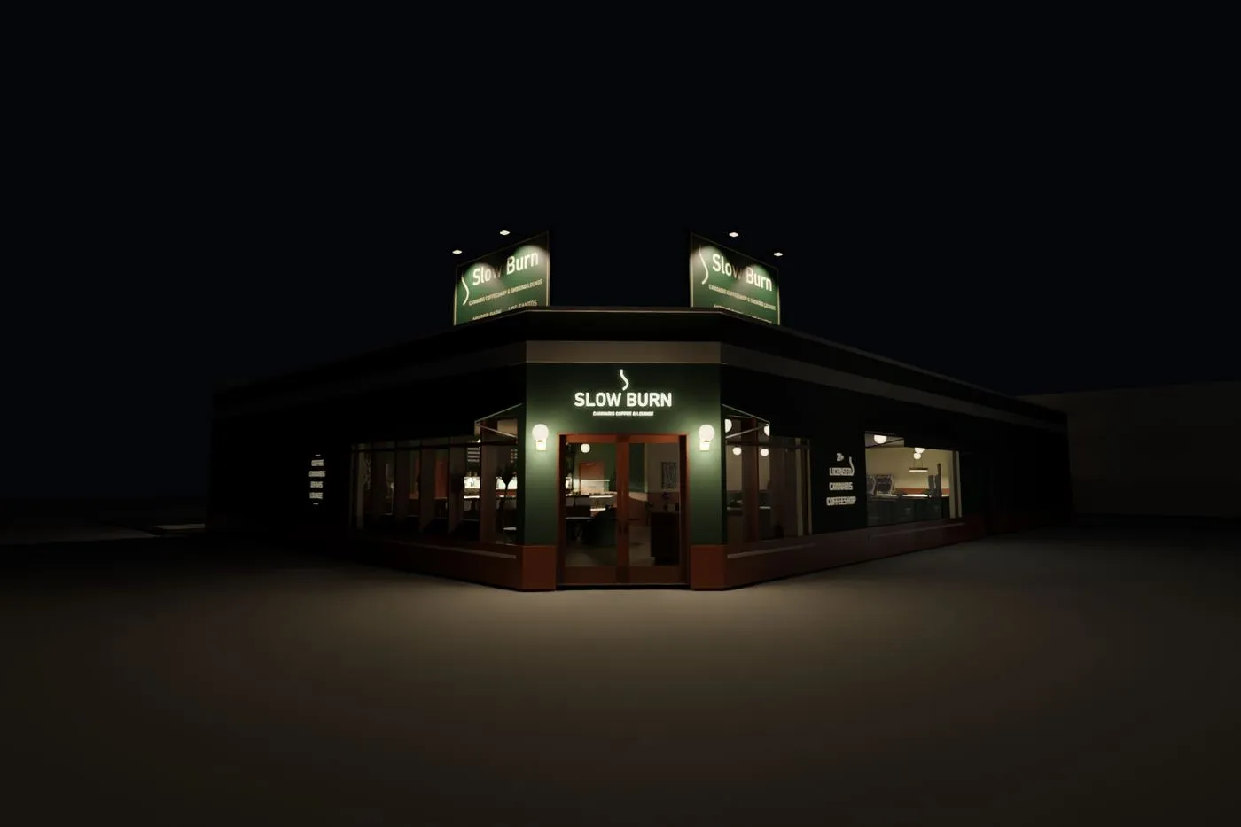 The front at night, in game